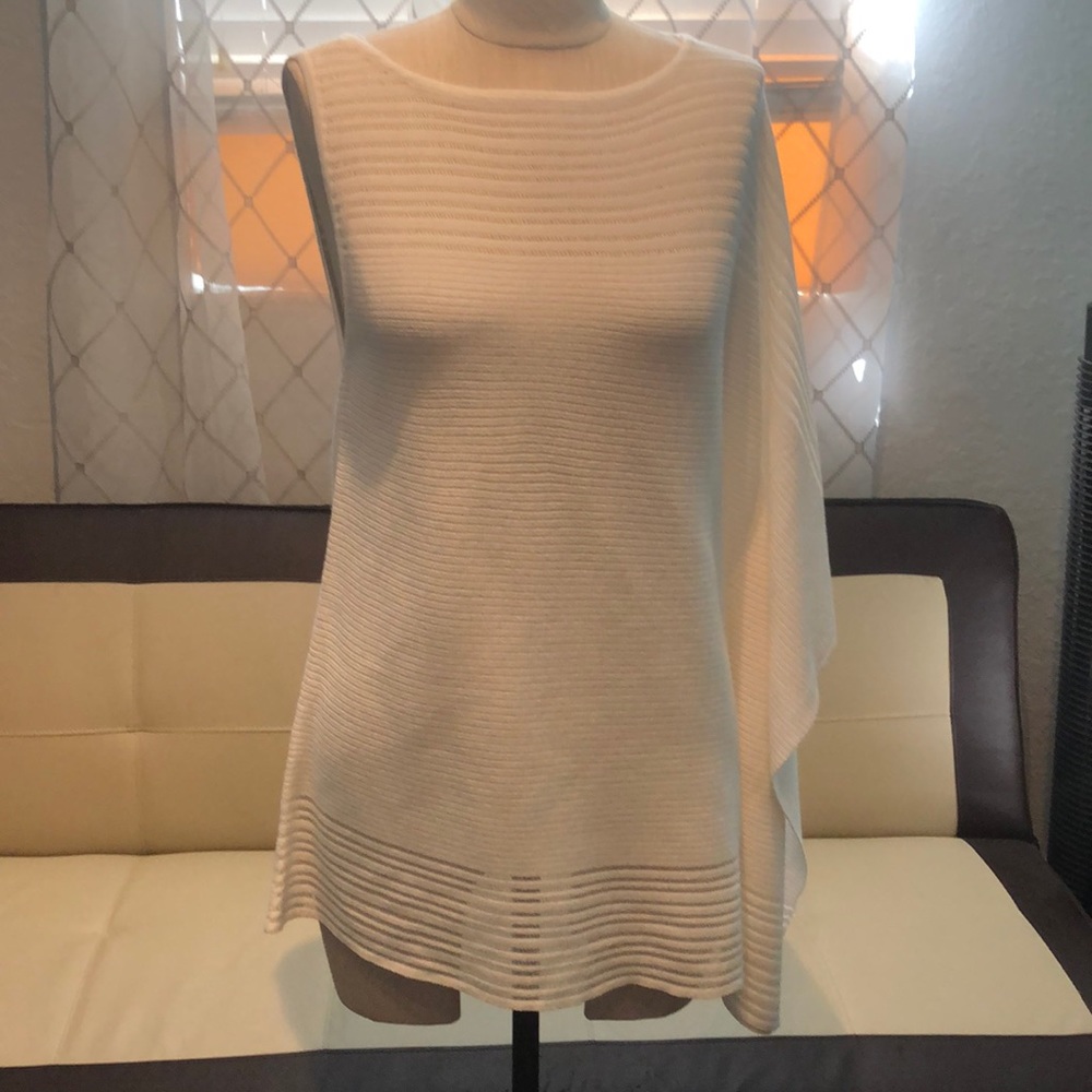 WHBM Drapey Tank Pullover White one shoulder